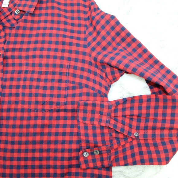 SOLD J.Crew Crinkle Boy Shirt In Red Check - Picture 5 of 8